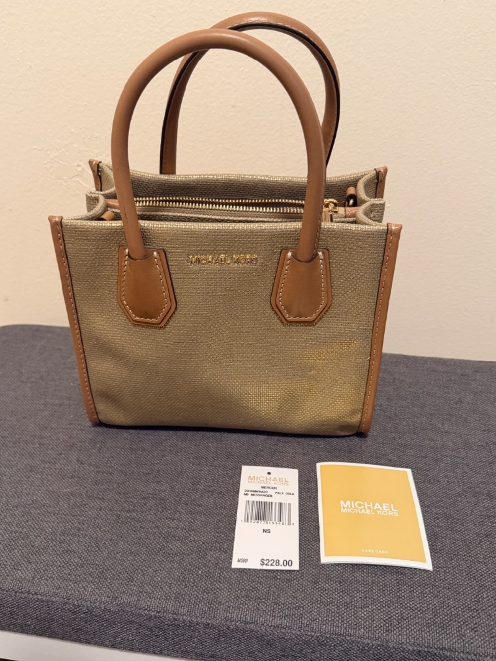 Michael Kors Mercer XS Mini Tote Crossbody – Metallic Gold - Picture 9 of 12